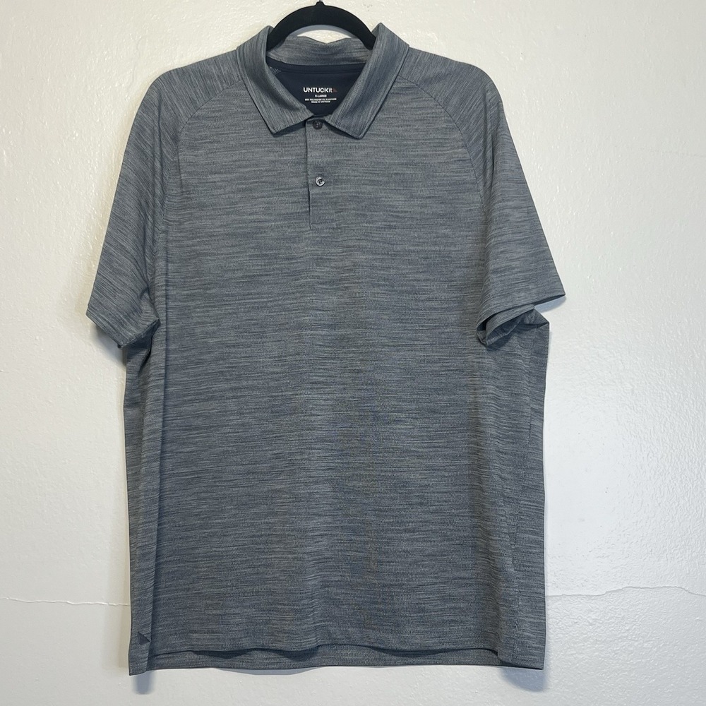 Untuckit Men Blue Performance Polo Shirt Short Sleeve ‎ Sz XL